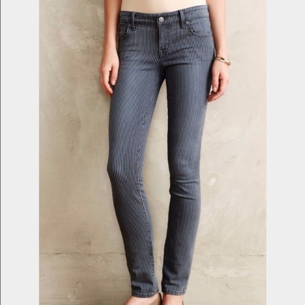 Anthropologie Level 99 Striped Liza Skinny Jean